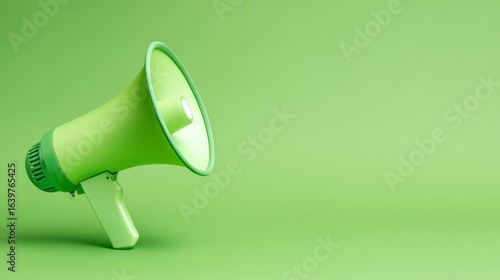 Green megaphone on neutral background, representing marketing and clear communication.
