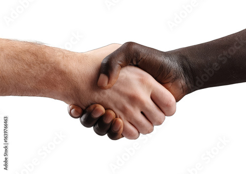 Diverse hands clasped in a handshake