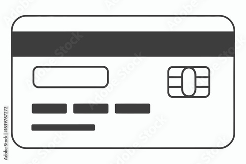 Credit card icon with chip and magnetic stripe isolated on white background