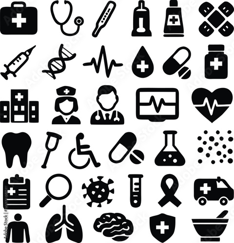 A Comprehensive Collection of Medical and Healthcare Icons Exploring the Breadth of Modern Medicine