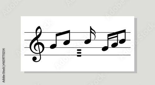 Creating melodic harmony musical notes on staff graphic design digital art minimalist style side view music concept. Vector illustration