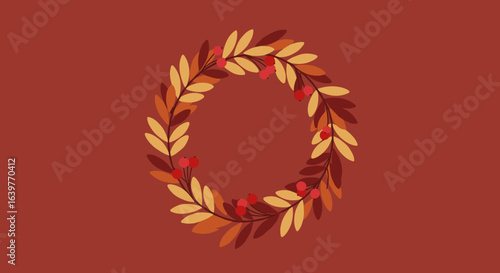 Autumn wreath decor seasonal home styling visual art cozy indoor aesthetic perspective fall inspiration. Vector illustration