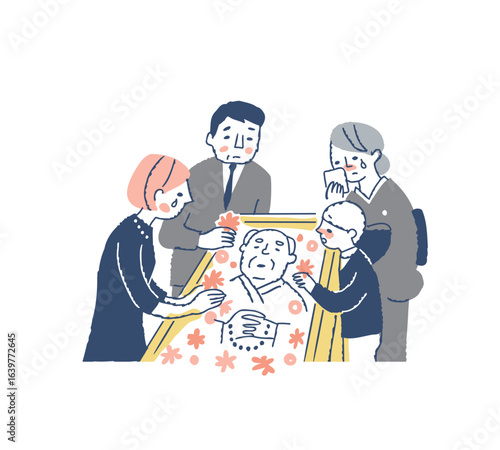 納棺・棺に花を手向ける親族