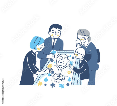 納棺・棺に花を手向ける親族