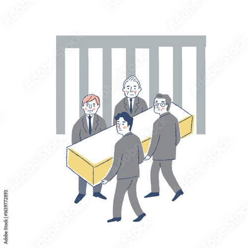 出棺・ お葬式で棺桶を運ぶ遺族