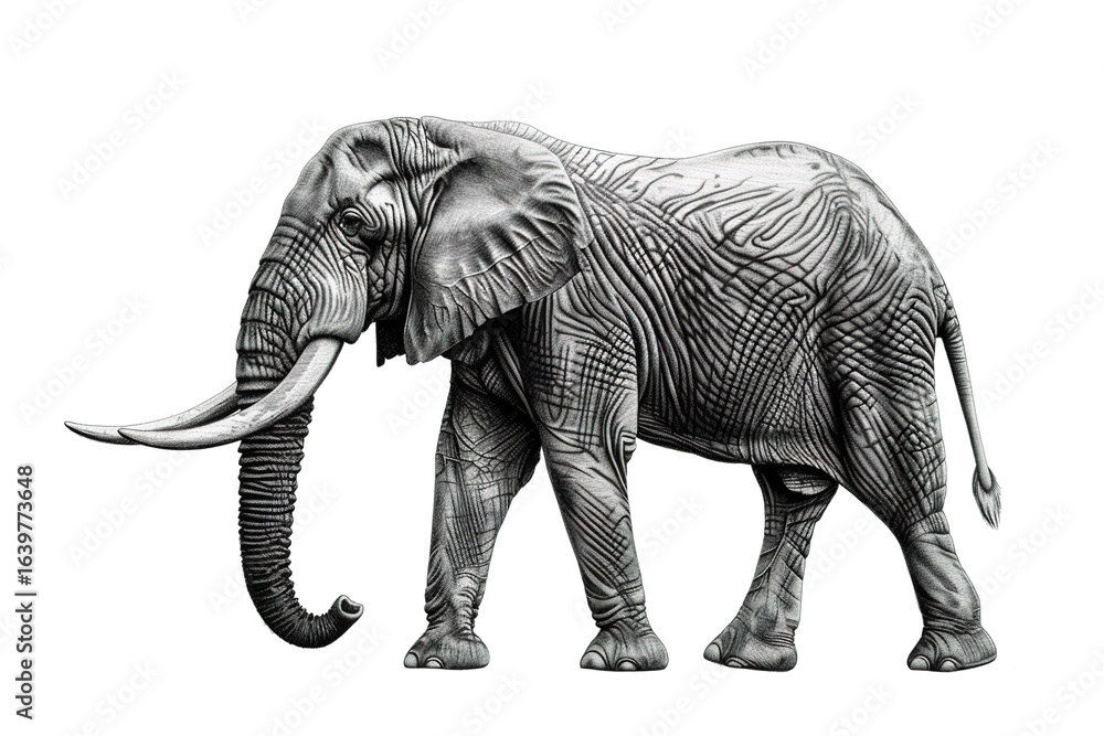 Fototapeta premium Realistic computer drawing elephant isolated on white