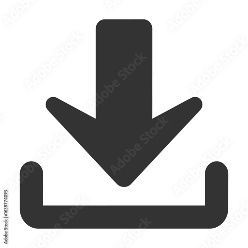 Simple dark gray down arrow icon indicating download or save action