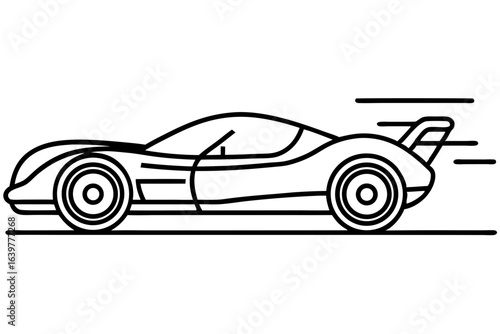 Race Car Speeding on Track – Dynamic Motion Lines Line Art
