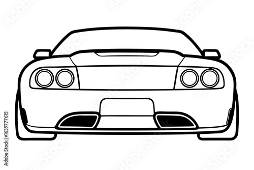 Sports Coupe Rear View Line Art – Twin Exhausts Minimal Outline