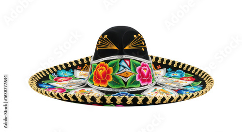 Colorful mexican sombrero hat isolated on transparent background