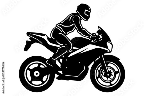 Sport Bike Rider Doing Wheelie Silhouette – Motorcycle Stunt Vector SVG