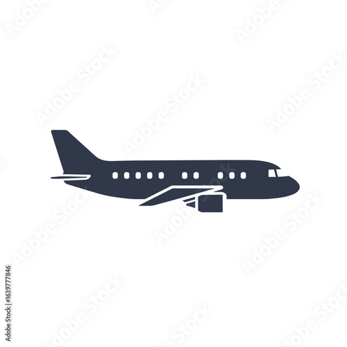 Airplane flying in the sky vector illustration of jet aircraft for travel and transportation