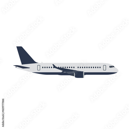 Airplane flying in the sky with clouds on white background vector illustration