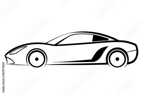 Side View Sports Car Silhouette - Sleek Vector Outline
