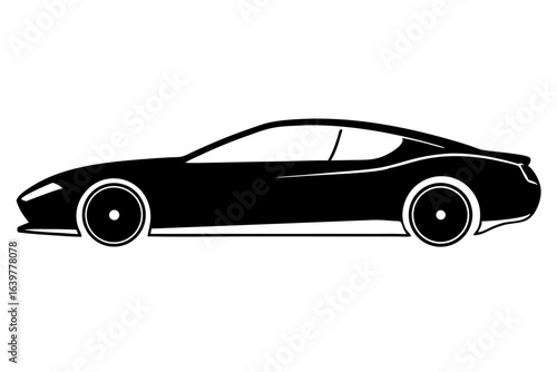 Side View Sports Car Silhouette - Sleek Vector Outline