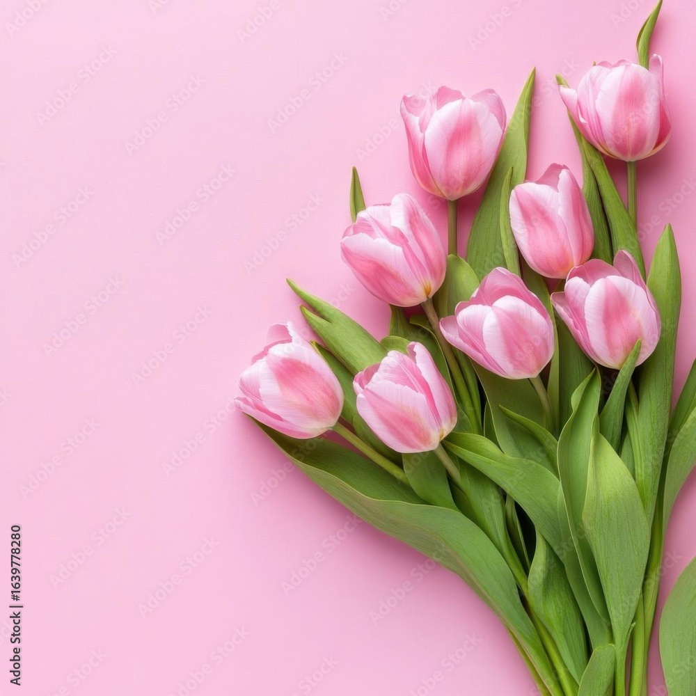 Pink Tulips Bloom Elegantly On a Soft Backdrop with Springtime Charm Pink Tulips Bloom Elegantly On a Soft Backdrop with Springtime Charm