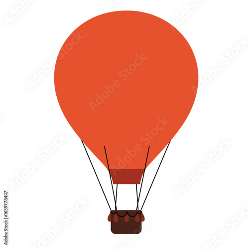 Red hot air balloon vector graphic. Simple aerostat illustration for transportation and leisure themes, isolated design element.