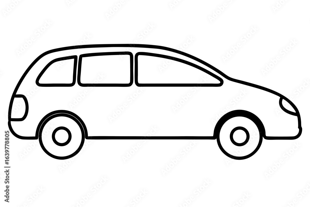 Commuter Car in Traffic Line Drawing SVG Commuter Car in Traffic Line Drawing SVG