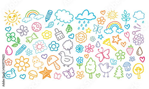 Wallpaper Mural Cute Crayon Summer  Sea Doodle Clipart Bundle Beach Icons for Kids  Torontodigital.ca