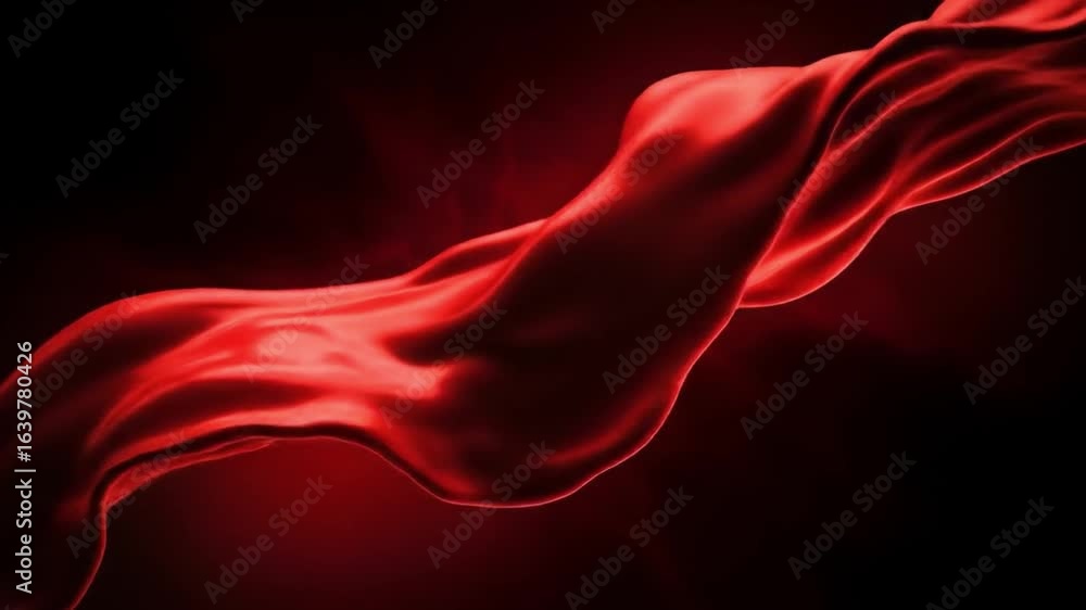 Elegant red silk fabric wave in motion against black background for luxury fashion and design concept Elegant red silk fabric wave in motion against black background for luxury fashion and design concept
