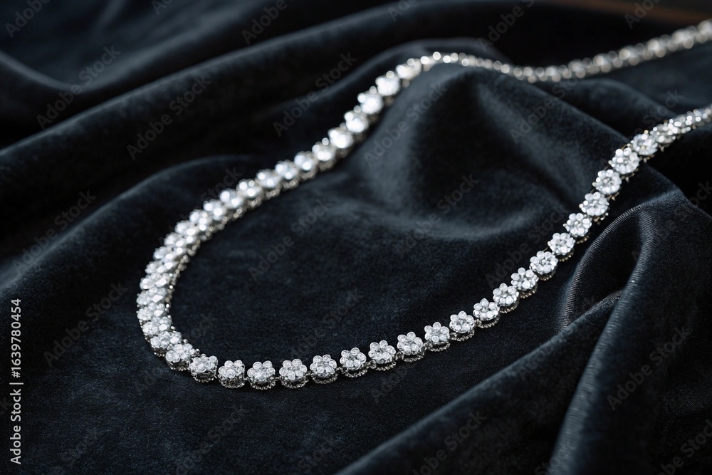 Fototapeta premium Close-Up of Sparkling Diamond Necklace – Luxury Jewelry Product Photography