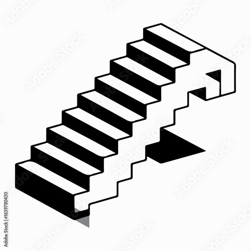 Stair Simple Icon Single Design, Stair Illustration Concept, Staircase Stair Black Silhouette Graphic