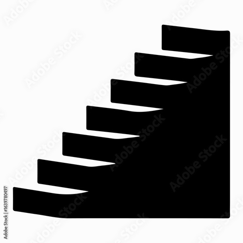 Stair Simple Icon Single Design, Stair Illustration Concept, Staircase Stair Black Silhouette Graphic