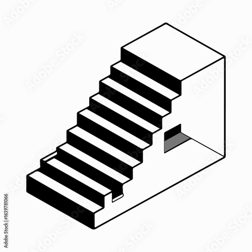 Stair Simple Icon Single Design, Stair Illustration Concept, Staircase Stair Black Silhouette Graphic