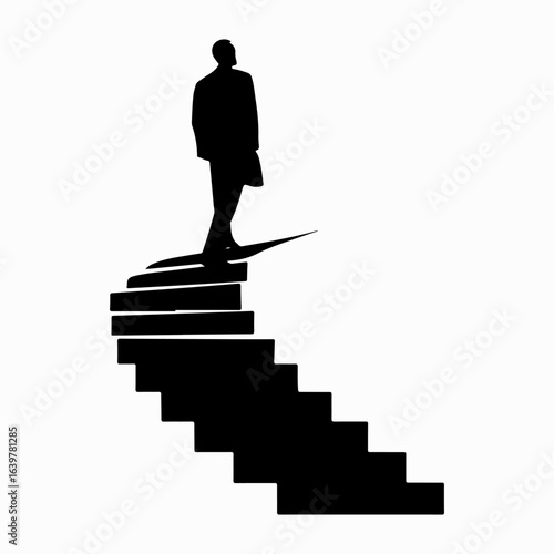 Man Climbing Stairs Black Icon Simple Artwork, Stairs Man Vintage Style Design Idea