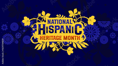 National hispanic heritage month celebration banner poster card with folk patterns for social media, networks - vector illustration
