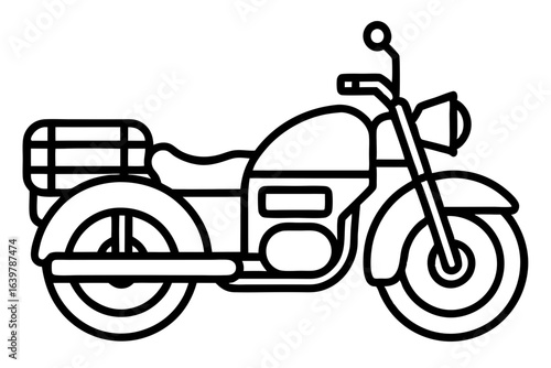 Motorbike Icon with Saddlebags and Luggage Rack Vector