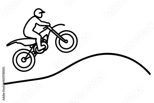 "Off-Road Dirt Bike Jumping Over Hill Icon – Extreme Sports SVG"