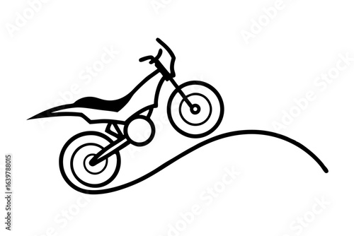 "Off-Road Dirt Bike Jumping Over Hill Icon – Extreme Sports SVG"