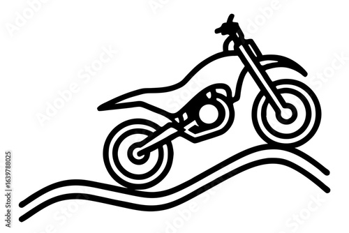 "Off-Road Dirt Bike Jumping Over Hill Icon – Extreme Sports SVG"