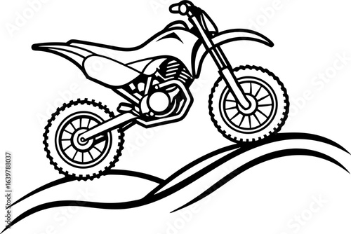"Off-Road Dirt Bike Jumping Over Hill Icon – Extreme Sports SVG"