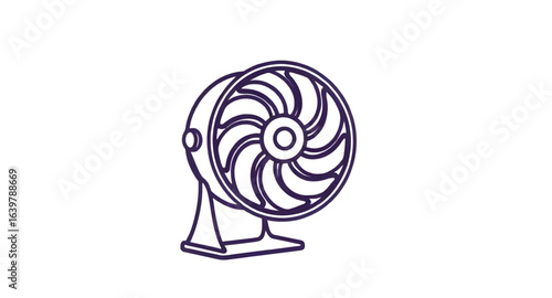 cooling appliance vector, household appliance icon, spinning fan blades, table fan icon, portable electric fan, electric desk fan, vector household cooling, small electric fan, oscillating fan vector,
