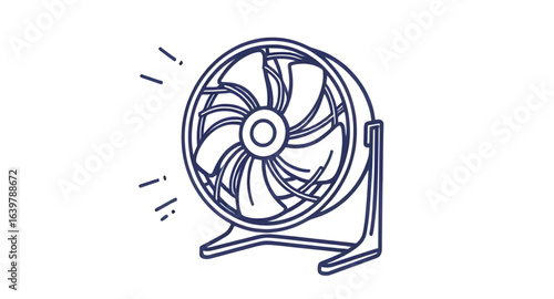electric cooling device, home appliance fan, ventilation fan vector, room fan illustration, air circulation fan, cooling appliance vector, household appliance icon, spinning fan blades, table fan icon