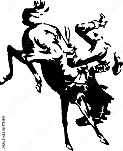 abstract design of American wild west desert with cowboys - hand drawn Black illustration. Ilustraciones del viejo oeste. PNG.JPG. VEKTOR