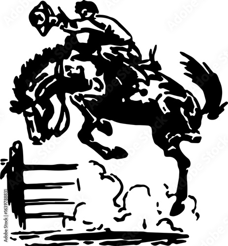 abstract design of American wild west desert with cowboys - hand drawn Black illustration. Ilustraciones del viejo oeste. PNG.JPG. VEKTOR