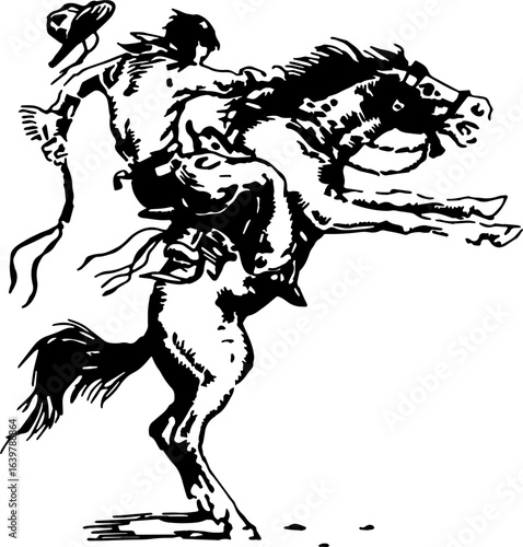 abstract design of American wild west desert with cowboys - hand drawn Black illustration. Ilustraciones del viejo oeste. PNG.JPG. VEKTOR
