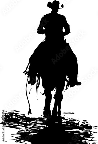 abstract design of American wild west desert with cowboys - hand drawn Black illustration. Ilustraciones del viejo oeste. PNG.JPG. VEKTOR