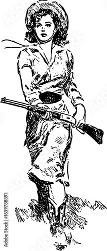 abstract design of American wild west desert with cowboys - hand drawn Black illustration. Ilustraciones del viejo oeste. PNG.JPG. VEKTOR