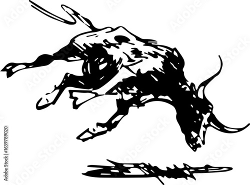 abstract design of American wild west desert with cowboys - hand drawn Black illustration. Ilustraciones del viejo oeste. PNG.JPG. VEKTOR
