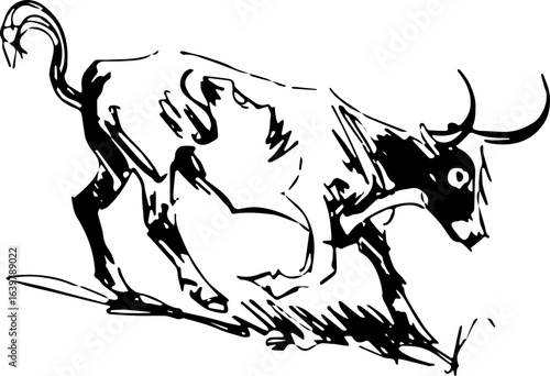 abstract design of American wild west desert with cowboys - hand drawn Black illustration. Ilustraciones del viejo oeste. PNG.JPG. VEKTOR