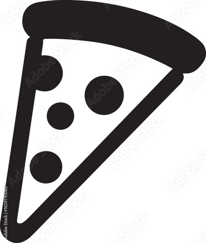 Silhouette style vector minimal pizza logo design, simple black color food illustration icon, modern fast food slice line art branding symbol for Adobe Stock, restaurant business identity, and profess