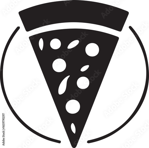 Silhouette style vector minimal pizza logo design, simple black color food illustration icon, modern fast food slice line art branding symbol for Adobe Stock, restaurant business identity, and profess