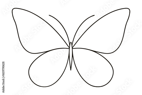 Minimalist continuous line drawing a butterfly with outline insect animal