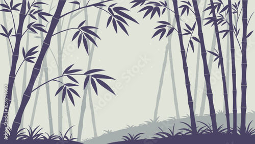 Bamboo forest wallpaper background nature asian zen garden japanese style oriental plant tree vector illustration