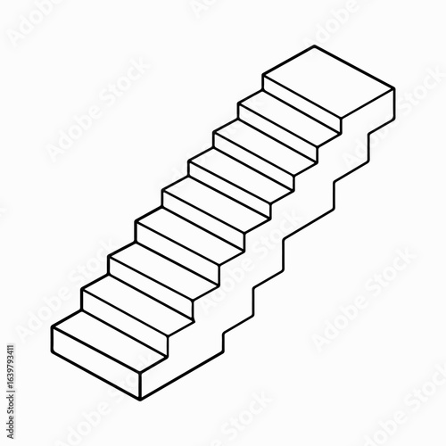 Stair Line Art Simple Icon, Stair Vector, Stair Isolated Graphic Flat Icon Set Illustration Artwork