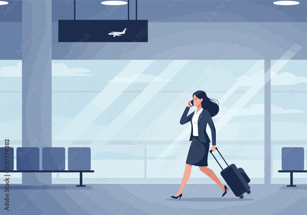 Fototapeta premium An ambitious business builder and successful woman walking through the airport terminal for her next corporate travel engagement
